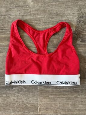 Calvin Klein Racerback Sports Bralette with White Logo Band